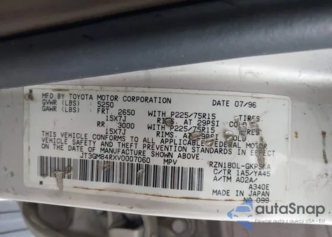 1997 Toyota 4Runner z USA, uszkodzony, nr VIN JT3GM84RXV0007060